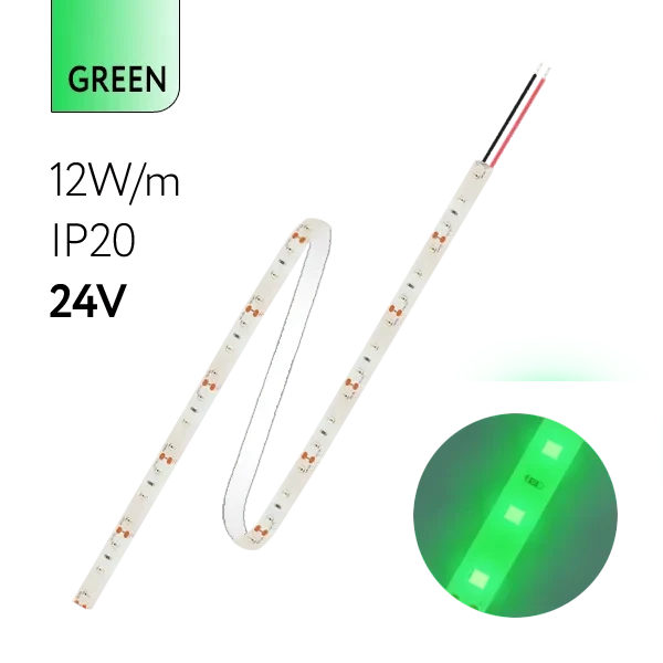 FL-Strip 2835 | 24V IP20 GREEN 12W/m 1250Lm/m | Катушка - 5 метров | - Светодиодная лента FOTON LIGHTING