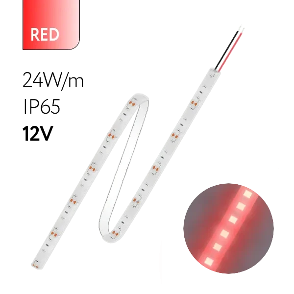 FL-Strip 2835 | 12V IP65 RED 24W/m 2500Lm/m | Катушка - 5 метров | - Светодиодная лента FOTON LIGHTING