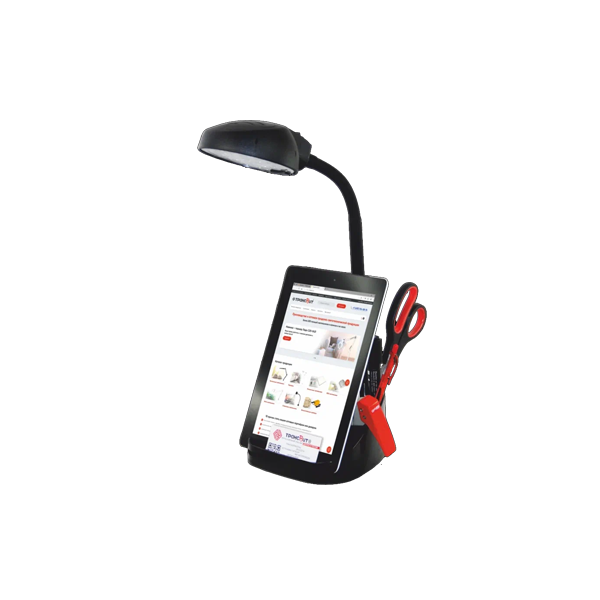 Настольный светильник на подставке Веста | LED, 7Вт/4000К | Чёрный, с органайзером, гибкая стойка 373мм | - ТРАНСВИТ