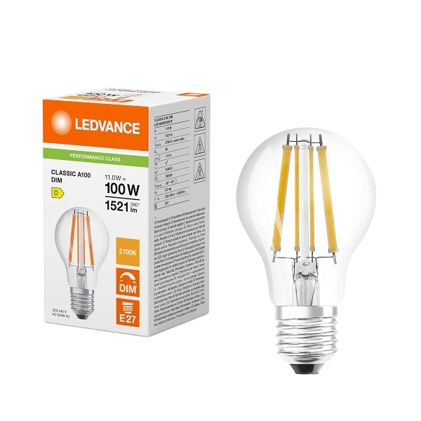 Лампа светодиодная филаментная 11W/2700K (=100W) E27 DIM | PERFORMANCE CLASS | Груша | - LEDVANCE