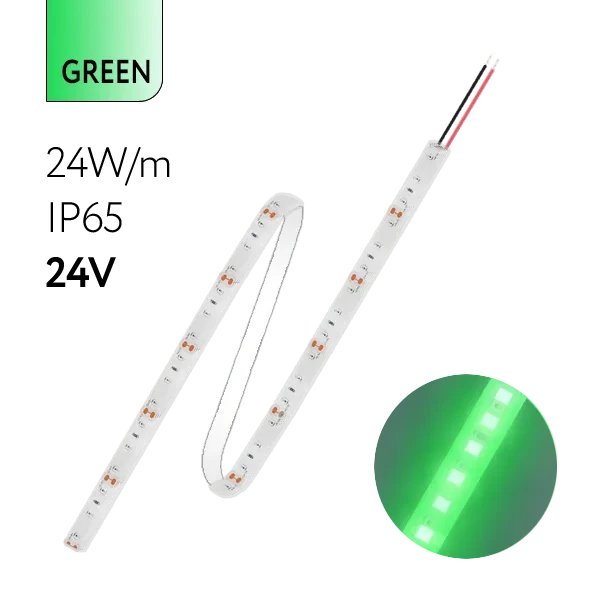 FL-Strip 2835 | 24V IP65 GREEN 24W/m 2500Lm/m | Катушка - 5 метров | - Светодиодная лента FOTON LIGHTING