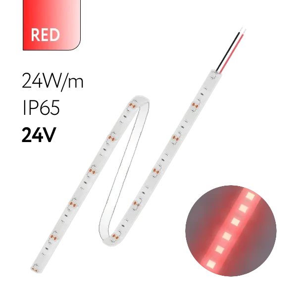 FL-Strip 2835 | 24V IP65 RED 24W/m 2500Lm/m | Катушка - 5 метров | - Светодиодная лента FOTON LIGHTING