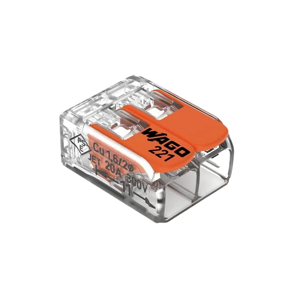 221-412 Клеммник монтажный самозажимной | 2-х контактный, многоразовый | - WAGO