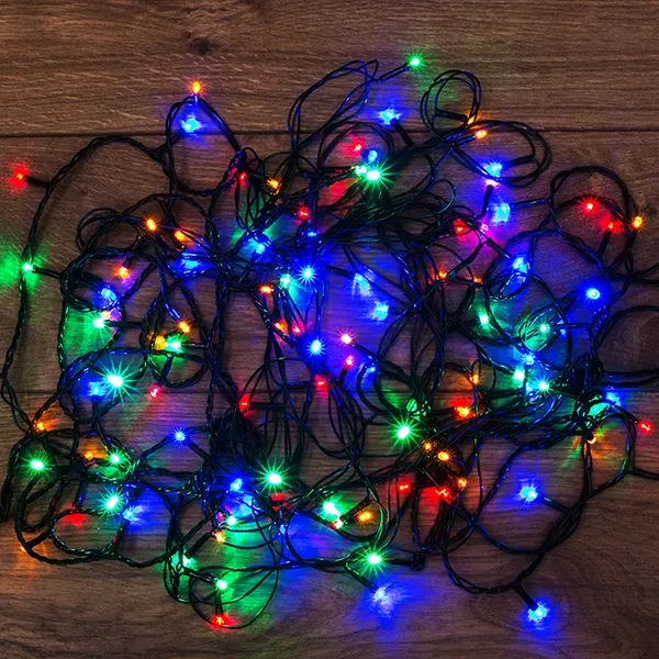 Гирлянда | Твинкл Лайт 12м | МУЛЬТИКОЛОР | 120 LED 8 режимов 220V | Чёрный ПВХ | - NEON-NIGHT