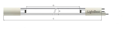 Лампа бактерицидная LightBest GPH 846T5L/U 75W 0.8A (UV-C Tech 75000 T5 Base F)
