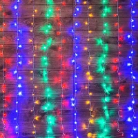 Гирлянда | Дождь 2х3м | МУЛЬТИКОЛОР | 240 LED 1 режим (динамичный) 220V | Прозрачный провод | - NEON-NIGHT