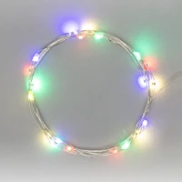 Гирлянда | Роса 2м | МУЛЬТИКОЛОР | 20 LED На батарейках 2хCR2032 | Серебряный провод Металл | - NEON-NIGHT