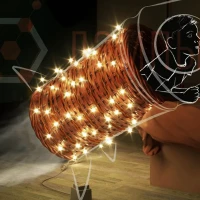 Гирлянда | Нить 10м | БЕЛЫЙ ТЁПЛЫЙ | Мерцающая 220V IP54 | Прозрачный провод | - RICH LED