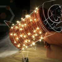 Гирлянда | Нить 10м | БЕЛЫЙ ТЁПЛЫЙ | Мерцающая 220V IP54 | Белый провод | - RICH LED