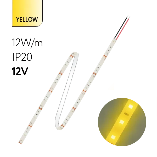 FL-Strip 2835 | 12V IP20 YELLOW 12W/m 1250Lm/m | Катушка - 5 метров | - Светодиодная лента FOTON LIGHTING