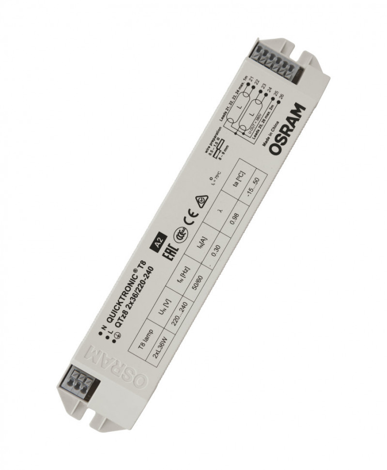 ЭПРА для люминесцентной лампы Т8 QTZ8 2X36 | 220-240 210x40x30mm | - OSRAM