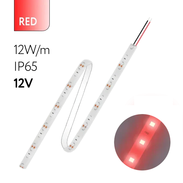 FL-Strip 2835 | 12V IP65 RED 12W/m 1250Lm/m | Катушка - 5 метров | - Светодиодная лента FOTON LIGHTING