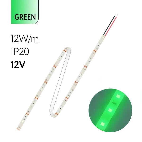 FL-Strip 2835 | 12V IP20 GREEN 12W/m 1250Lm/m | Катушка - 5 метров | - Светодиодная лента FOTON LIGHTING