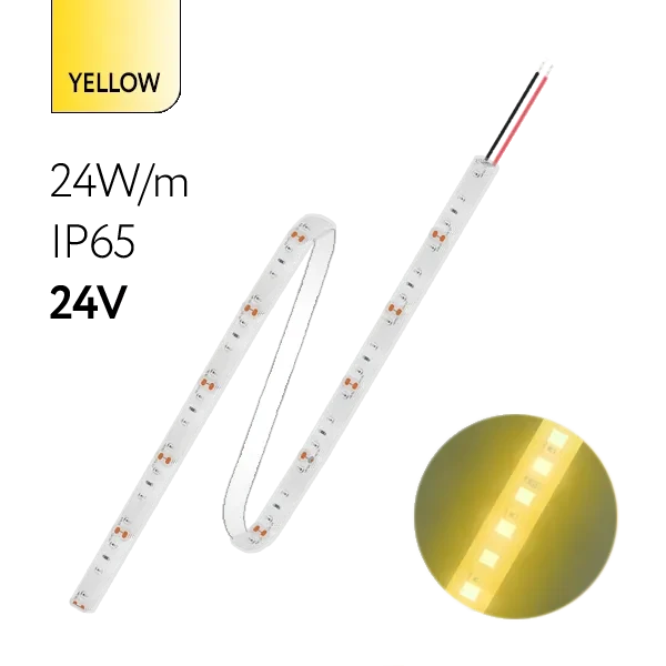 FL-Strip 2835 | 24V IP65 YELLOW 24W/m 2500Lm/m | Катушка - 5 метров | - Светодиодная лента FOTON LIGHTING