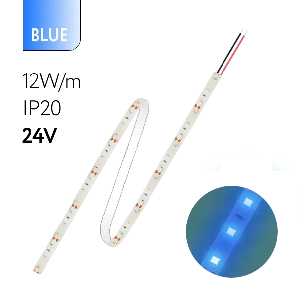 FL-Strip 2835 | 24V IP20 BLUE 12W/m 1250Lm/m | Катушка - 5 метров | - Светодиодная лента FOTON LIGHTING