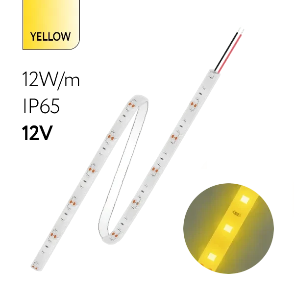 FL-Strip 2835 | 12V IP65 YELLOW 12W/m 1250Lm/m | Катушка - 5 метров | - Светодиодная лента FOTON LIGHTING