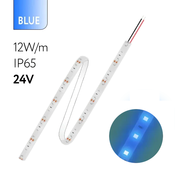 FL-Strip 2835 | 24V IP65 BLUE 12W/m 1250Lm/m | Катушка - 5 метров | - Светодиодная лента FOTON LIGHTING