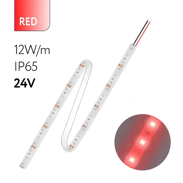FL-Strip 2835 | 24V IP65 RED 12W/m 1250Lm/m | Катушка - 5 метров | - Светодиодная лента FOTON LIGHTING